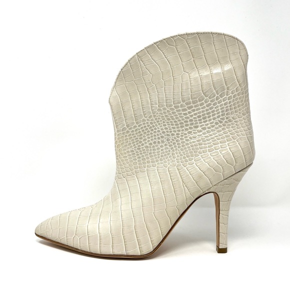 NEW Paris Texas Croc Ankle Boots Booties Heels Western Ivory Cream Gold 39.5 9.5